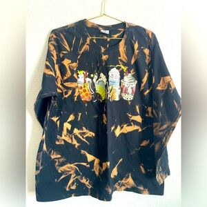 Gildan Black and Orange Graphic Long Sleeve Tee